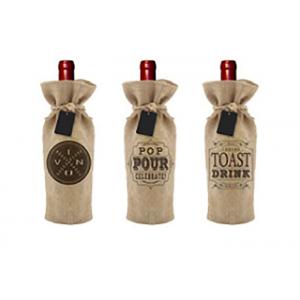 China Screen Printing Wine Bottle Bags Personalized Wine Gift Bags With Drawstring supplier