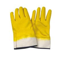 Flexible Function Yellow Latex Fully Coated Knit Wrist Work Gloves with Jersey Lining