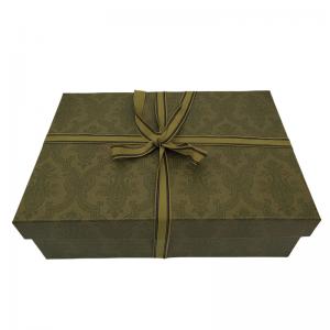 China Dark Green Luxury Gift Box Packaging Gift Paper Box E Commerce With Tie supplier