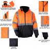Full Zip Padding Orange Bomber Hi Vis Waterproof Jacket Soft Fleece Lining