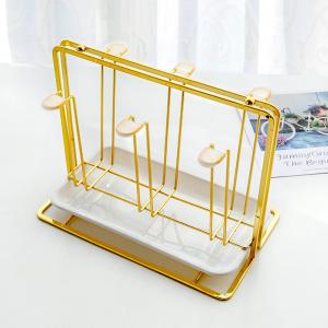 China Golden SS W140mm Cup Hanging Stand , 6KG Loading Kitchen Wine Glass Rack supplier