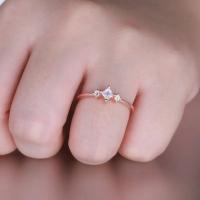 China Trendy Ring for Women 925 Sterling Silver Moonstone Ring Rose Gold Plated Princess Cut Dainty Engagement Ring on sale