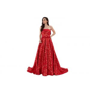 Sequin Strapless Arabic Long Mermaid Wedding Dress Red Color Customized Size