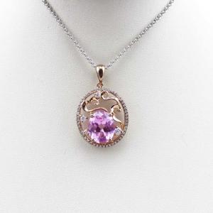 China Rose Gold Plated 925 Silver 9mmx11mm Ruby CZ Diamonds Pendant Necklace (PSJ0384) supplier