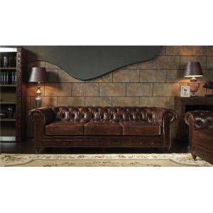 China Oversized Top Grain Leather Sofa , Modern 3 Seater Leather Sofa Brown Long Lifespan supplier