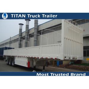 China Heavy duty semi trailer , 80 tons flatbed car trailer with dropping side wall supplier