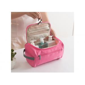 Polyester Travel Toiletry Bag OEM / ODM Service Pink Color For Ladies