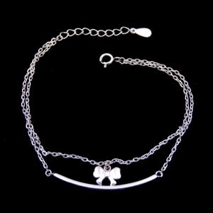 China Double Chains Plain Silver Bracelet Bow Rosettle Butterfly 925 Silver supplier