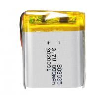 China 3.7V 800mah 803035 Lithium Polymer Battery Pack  500times Cycle Life on sale