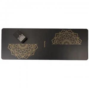 Eco Friendly Private Label Custom Wholesale 4mm Hot Gold Stamping UV Printing Black Natural Rubber PU Leather Yoga Mat