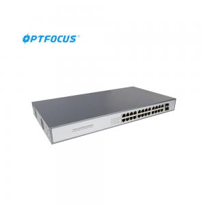 China 24 Ports Industrial PoE Switch 10/100/1000M Unmanaged Ethernet Fiber Switch CCTV NVR PoE Switch supplier