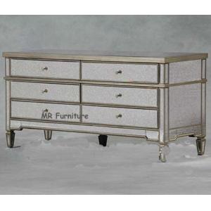 China US Style Mirrored Drawer Chest , Gold Trimming Mirrored Glass Chest Of Drawers supplier