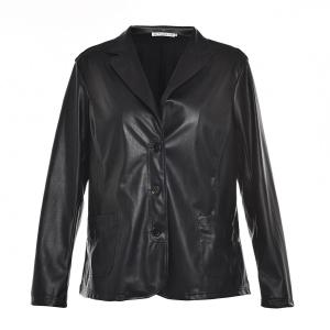 China Slim Fitted Style Ladies PU Jackets; Women Faux Leather Jackets Lapel Collar supplier