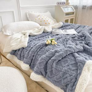 Simple Style Polar Fleece Blanket Double Sided Lamb Cashmere Plaid for Winter Nights