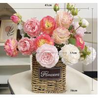 China Flexible Silk Peony Artificial Silk Flowers Champagne Pink White on sale