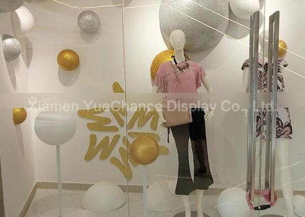 Christmas Window Display Decorations Foam Balls With Gold / Silver Glitter