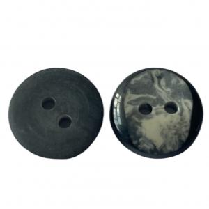 18L Polyester Black Coat Buttons With Fake Marble Effect Two Hole Slope Face