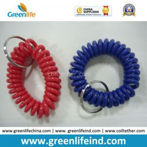 China Hot Sales Solid Red Blue Wrist Strap Band ID Coil Keychain supplier
