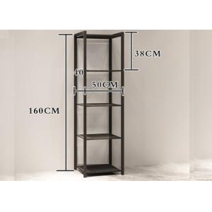 Clothing Shop Metal Clothes Display Stand With 4 Layer Shelves Floor Mounted Custom Logo