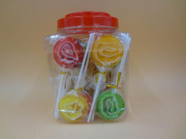 Round shape Assorted fruit Flavor Round Flat Large Swirl Lollipops / Hard Candy