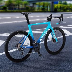 Double Disc Brake KOOTU Road Bike , T800 Carbon Black And Blue Road Bike