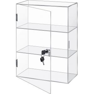 3-Laye Acrylic Showcase Display Cabinet Case With Lock Key Storage Box Collection Office Retail