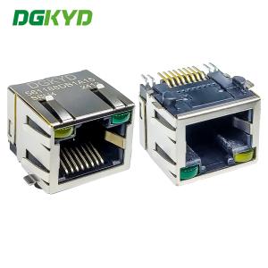 China DGKYD561188DB1A15SBU4 prise réseau de connecteur à port unique 1X1 8P8C SMD avec interface RJ45 protégée par patch à bande lumineuse supplier