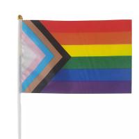 China Printed Handheld Progress Pride Flag Waterproof LGBT Rainbow Flag on sale