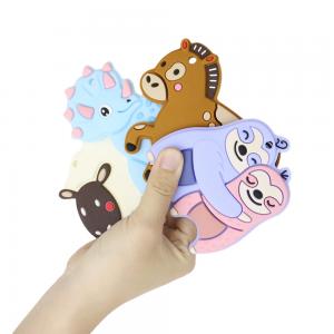 China Colorful Baby Personalized Silicone Teether With Sheep Horse Dino Shape supplier