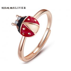 Korean Fashion 925 sterling silver rings silver jewelry multicolor ladybird