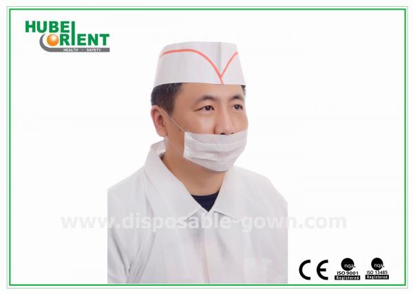 Odorless Chef Paper Hat Customized Disposable Chef Hats Printing Stripe And Logo