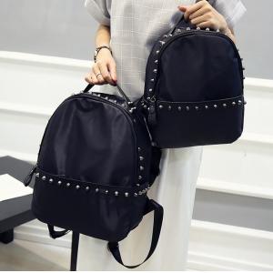 Rivet new Korean women shoulder bag nylon oxford fabric with leather travel bag College Wind Leisure