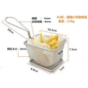 China Deep Fryer Wire Mesh Fry Basket Round / Rectangular / Square With Long Handle supplier