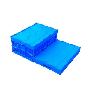 China 600*400*278 mm Solid Bottom Attached Covers Plastic Collapsible Crates supplier