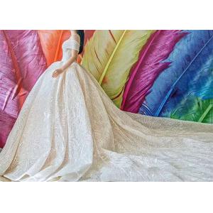China Big Long Tail Bridal Gown Light Gold Beading Off Shoulder Sexy Ball Gown supplier