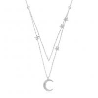 China 18in 2.9g Sterling Silver Necklace Chains AAAAA CZ Double Chain Necklace ODM on sale