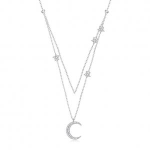 China 18in 2.9g Sterling Silver Necklace Chains AAAAA CZ Double Chain Necklace ODM supplier