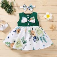 China Green Stitching Patchwork Shirt Dress 43in Cotton Summer Dresses Sleeveless on sale