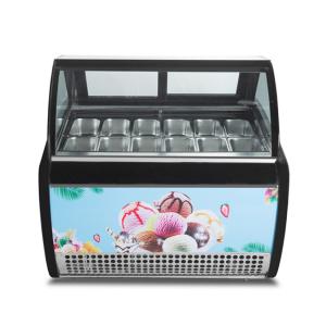 China 10/12/14/16/18 Pans Gelato Freezer Blue Hard Ice Cream Display Freezer supplier