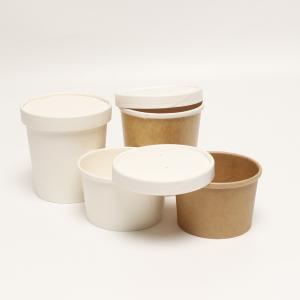 Eco Friendly Soup Paper Cup With Lid 12oz Recyclable Take Away Container