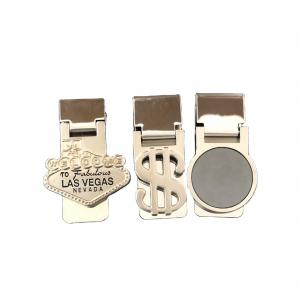 Silver Plated Laser Engraved Money Clip , Zinc Alloy Dollar Card Holder Clip