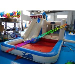 China Shark Outdoor Inflatable Water Slides  ,  Air Combo Bouncer With Water Pool supplier