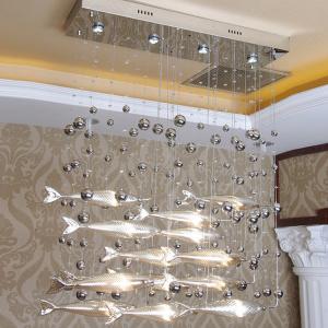 China Chrome Or Silver G4 Glass Modern Pendant Light Fish Shaped Home Decoration supplier