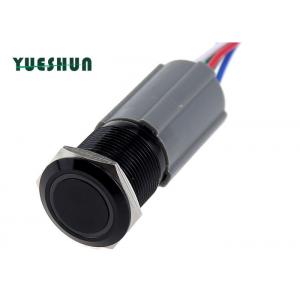 19mm Ring Led Illuminated Push Button Switch With Pigtail 5 Pin Black black Alluminum Anti-vandal