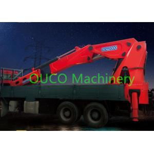 Red Color Truck Mounted Boom Crane , Hydraulic 50t Cargo Boom Knuckle Crane