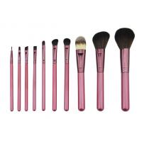 China Pink Professional Makeup Brush Set Include Wooden Handle Aluminum Ferrule on sale