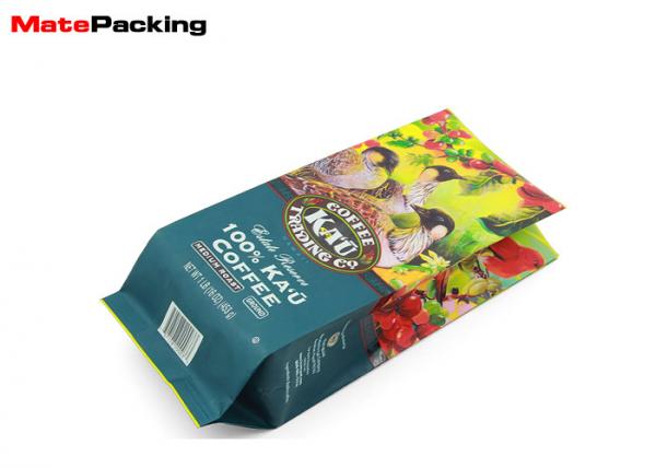 Colorful Printing Custom Coffee Bean Bags , Kraft Paper Coffee Bean Packaging