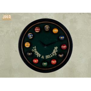 China Dark Green Wooden Wall Plaques Fun Billiards Wall Clock supplier