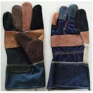 China 10.5 inch Denim back, separated thumb Reversed industry furniture leather gloves / glove supplier