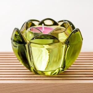 Lotus Tealight Votive Color Glass Candle Holder Machine Pressed 7cm Height